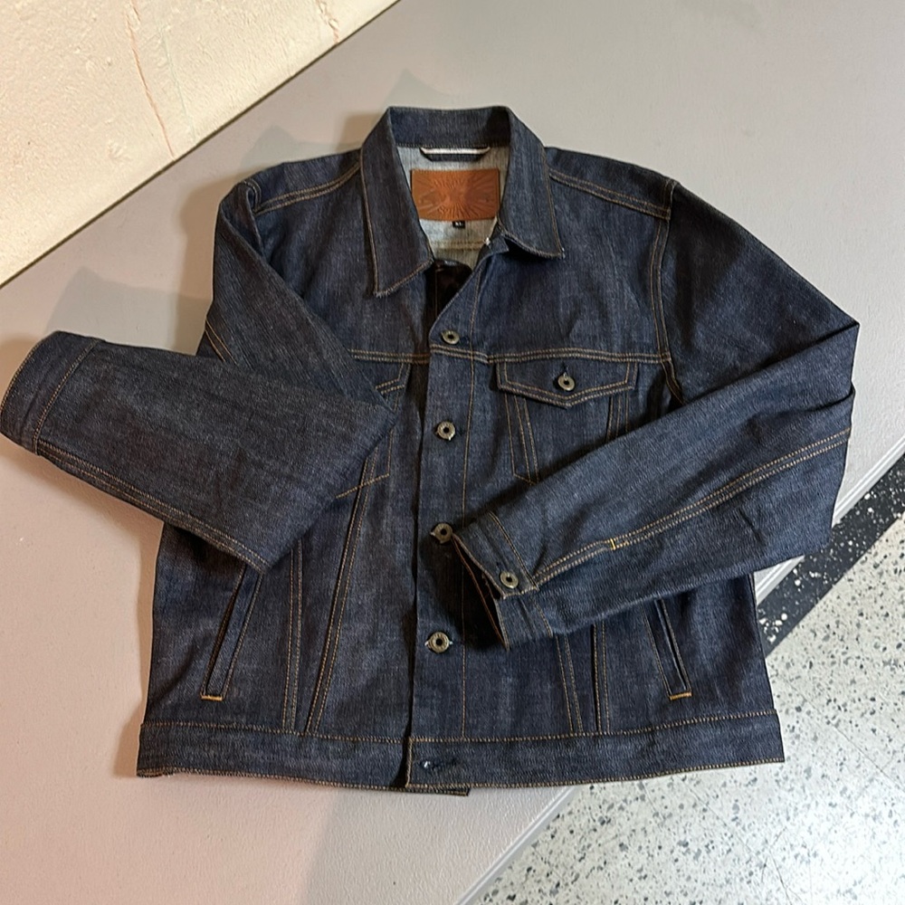 ⭐️ BRAVE STAR ⭐️ Ironside Selvedge DENIM Jacket Work Trucker Biker MADE IN USA